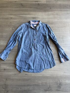 Postmark by Anthropologie Chambray Pintuck Popover Shirt - size 8